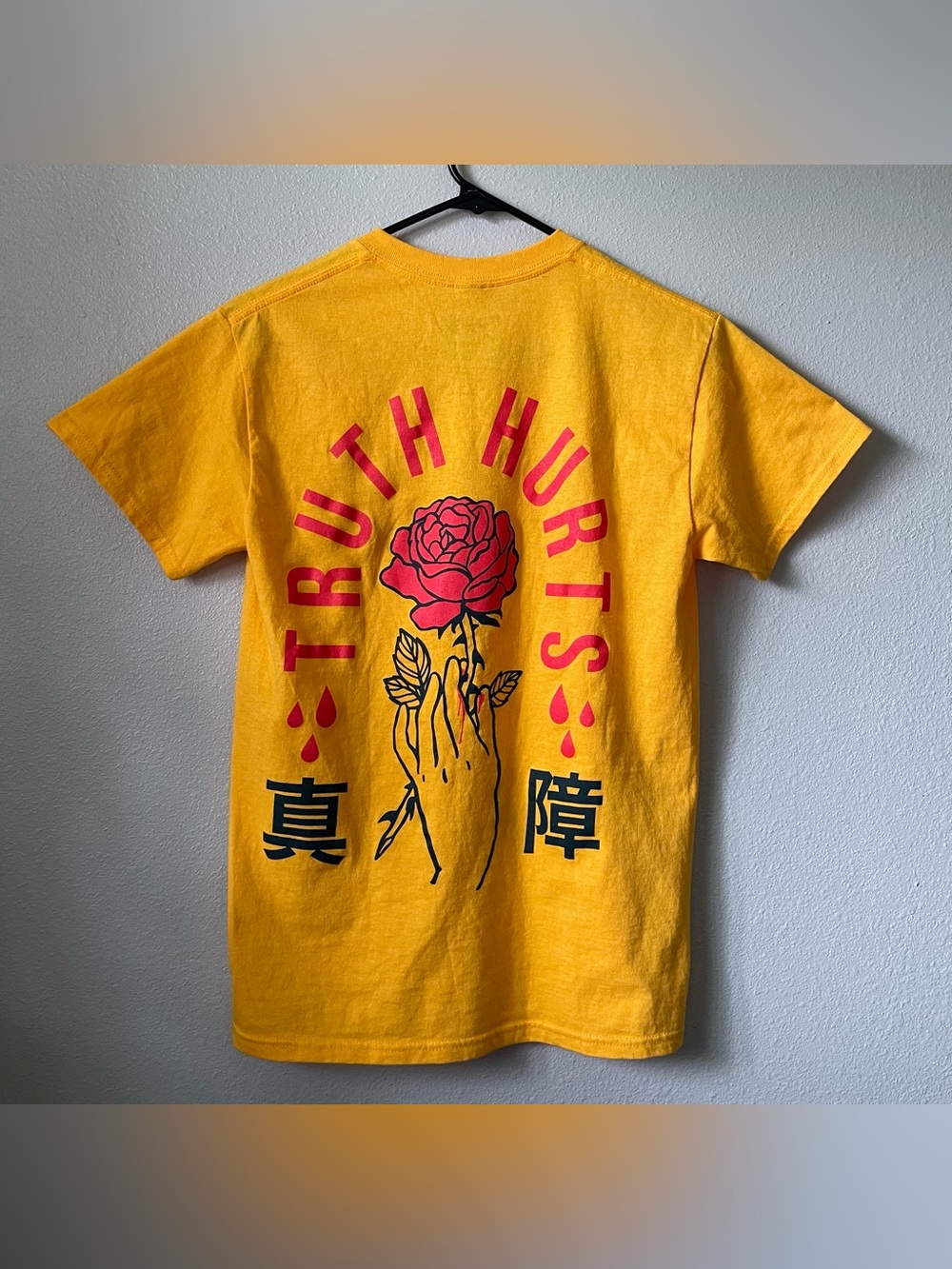 Spencer's Yellow Tee with Red Rose Graphic